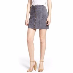 Bishop + Young Button Front Faux Suede Mini Skirt